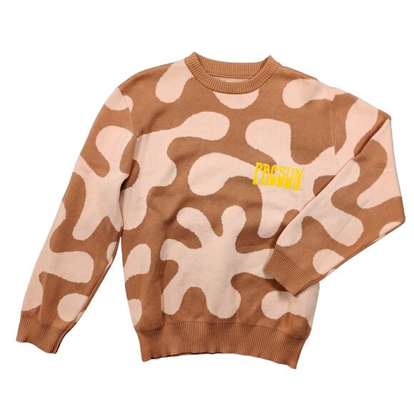 Pacsun Womens Sweater Small Pink Brown Camo Abstract Crewneck Stretch Preppy - Picture 14 of 15